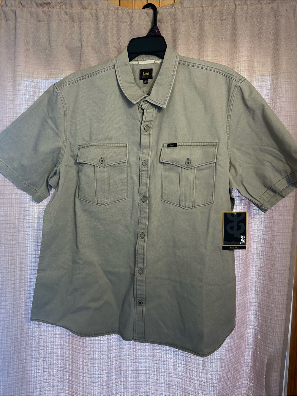 Lee Men’s 2XL Short Sleeve Button-Down Shirt - khaki tan